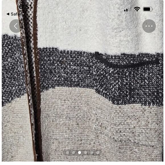 FORTUNE‎ + IVY LONG OPEN FRONT SOFT CARDIGAN BROWN MULTI STRIPED POCKETS L NWOT - Picture 4 of 8